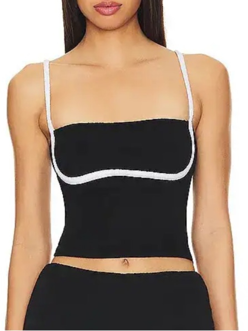 REVOLVE NIA Love Top — Black with White Trim